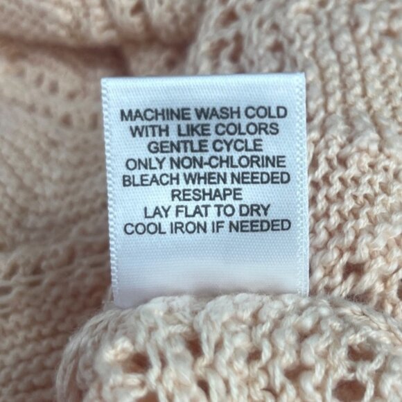 Sugar Moon Open Knit Crochet Cardigan Sweater Womens Medium Peach New Tie Front - Picture 10 of 10